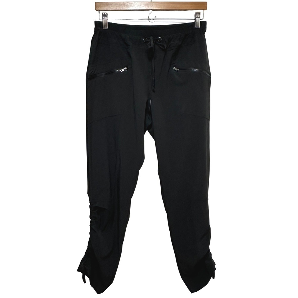 XCVI Wearables Runyon Active Pants Women Small Black Ruched Ankle Stretch 21843W